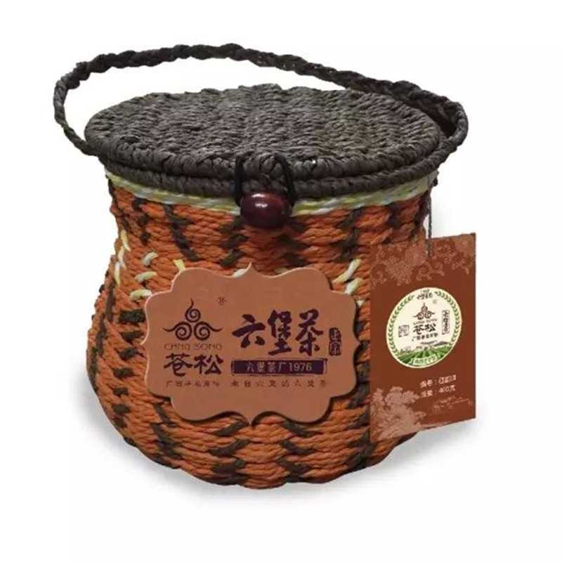 苍松六堡茶 2013年绳箩装黑茶散茶400g熟茶 红韵III口粮茶